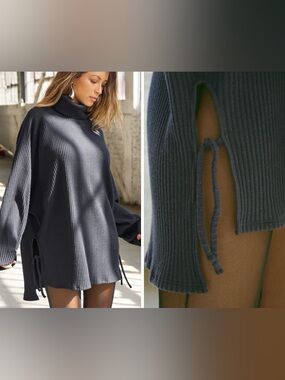 Joah Brown Ribbed Turtleneck Tunic